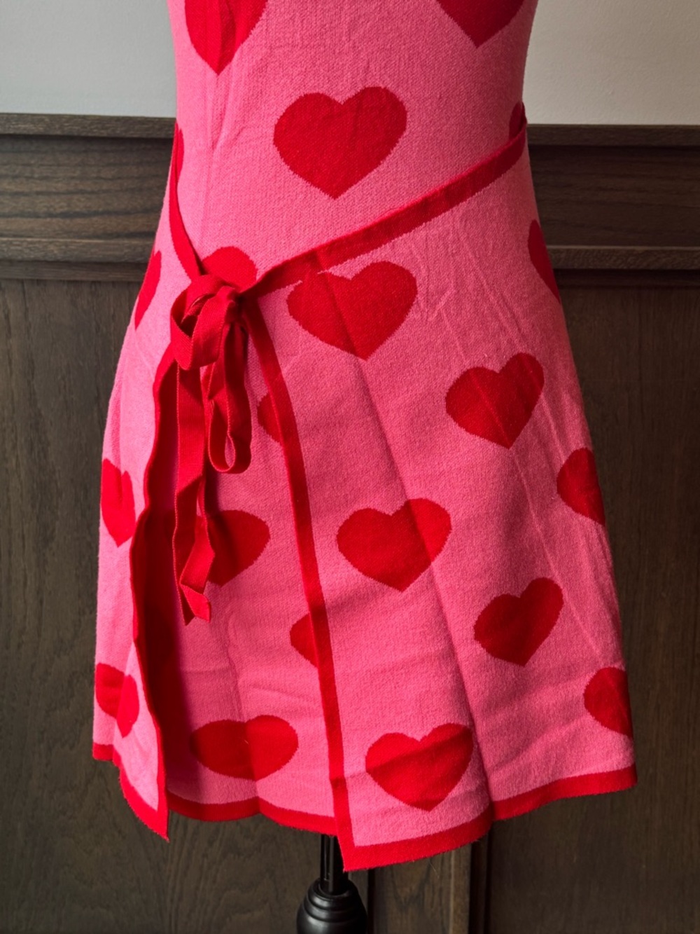 Wenrine Strapless knit Pink Tube Dress with Red Heart Print NWT Medium - Picture 7 of 10